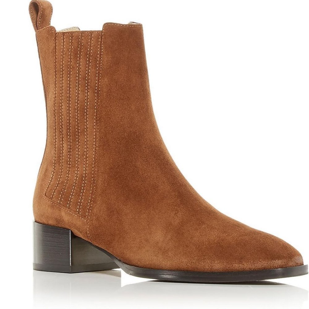 Aeyde Neil Suede Chelsea Boot in Cognac Brandy 37